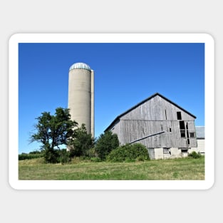 Silo Beside a Weathered Barn Sticker